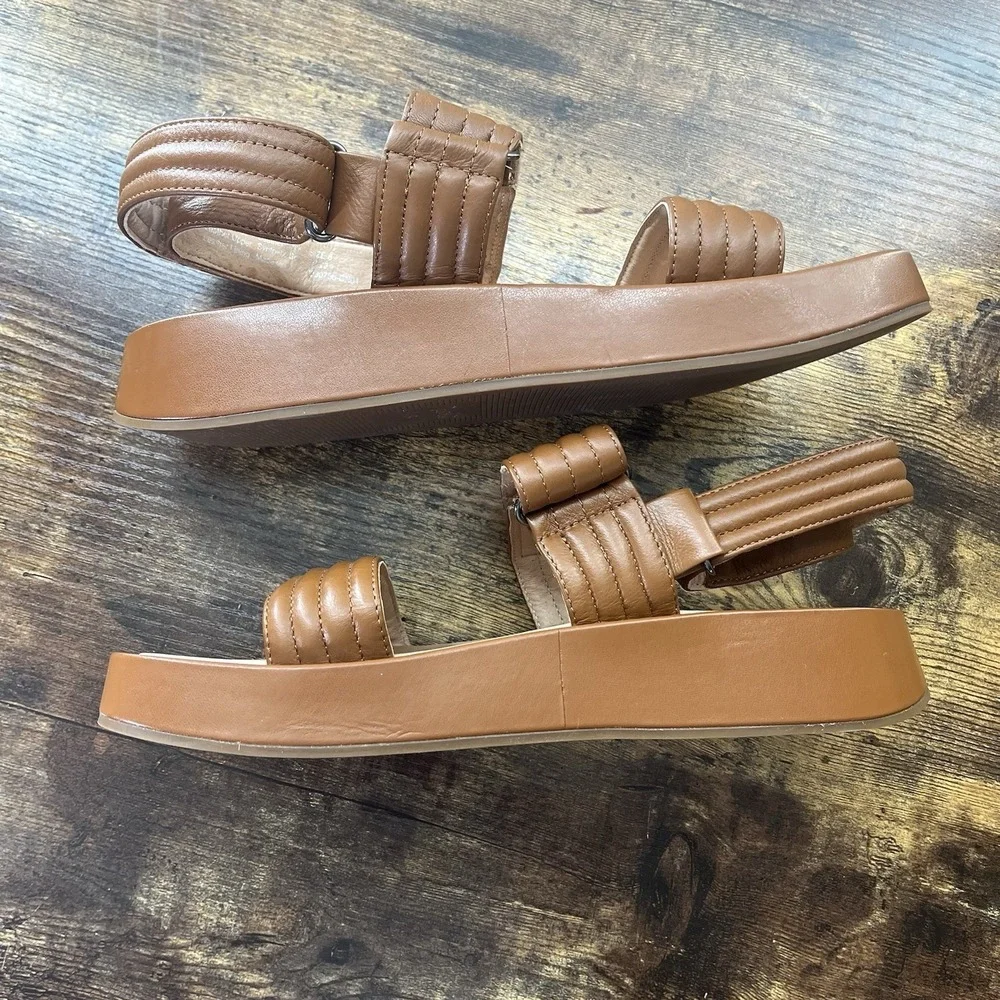 Madewell The Emmalee Sandal English Saddle Tan Leather Platform Puffy Size 8